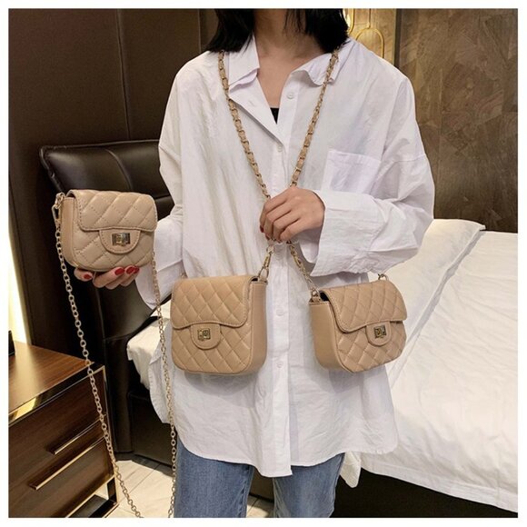 Chic PU Leather Chain Flap Satchel /Multiple colors available/3 Sizes - Picture 3 of 12